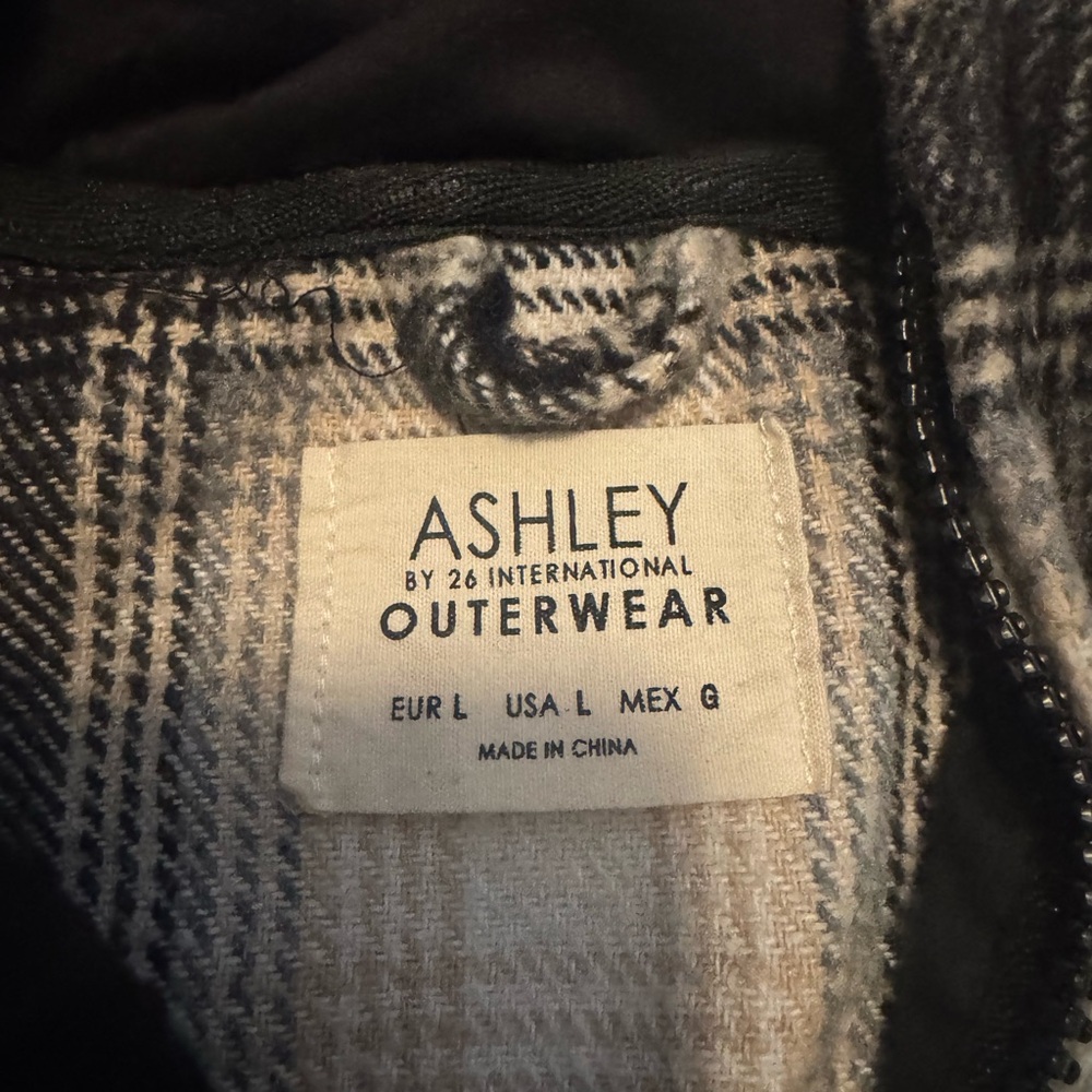 Ashley By 26 International Plaid Hoodie - Black and Cream - Picture 3 of 3